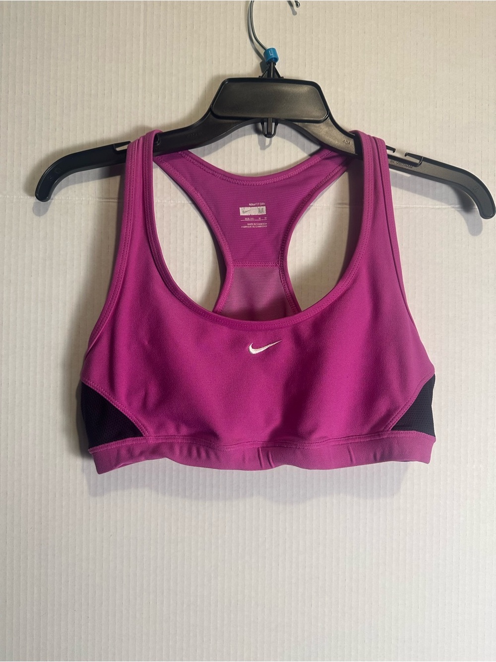 Nike Magenta Racerback Sports Bra with Black Mesh Accents